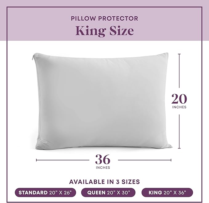 CirclesHome Pillow Protectors 4 Pack King Zippered - 100% Cotton Breathable Pillowcases - Protects Pillows from Dirt, Dust and Debris (King - Set of 4 - 20x36)