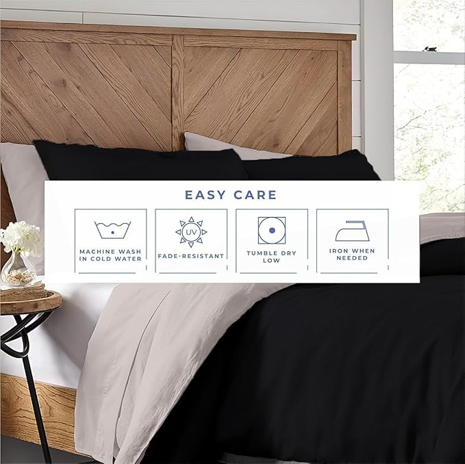 Kotton Culture 3 Pc King Size Duvet Cover Set- 100% Egyptian Cotton 600 Thread Count Ultra Soft Premium Durable Comforter Cover Zipper Closure & Corner Ties (Night's Shadow, King 104"x94")
