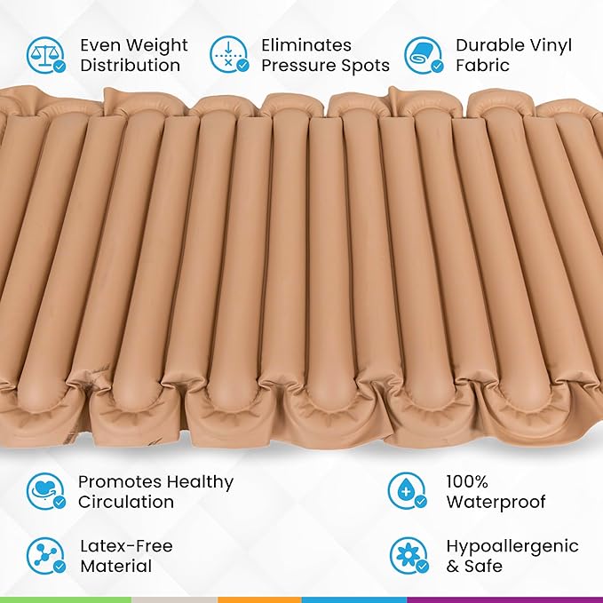 Glory Medical MT‑02 Alternating Pressure Mattress Topper – 12‑Minute Air Cycle, Waterproof Vinyl, Hypoallergenic & Latex‑Free Design, Supports Healthy Circulation for Hospital & Home Beds (78" x 32")