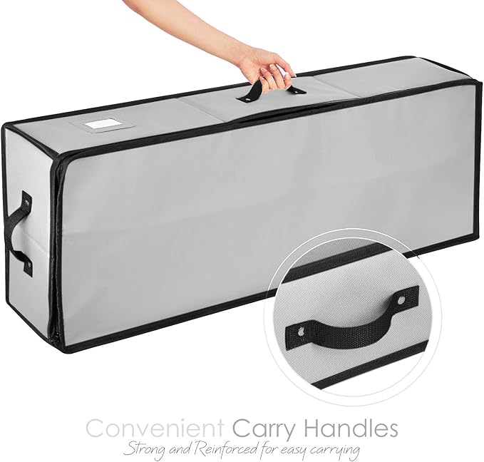 Hearth & Harbor Wrapping Paper Storage Container - Christmas Storage Bag with Interior Pockets - Gift Wrap Organizer Fits Up to 22 Rolls of 40" - Tear Proof, Silver