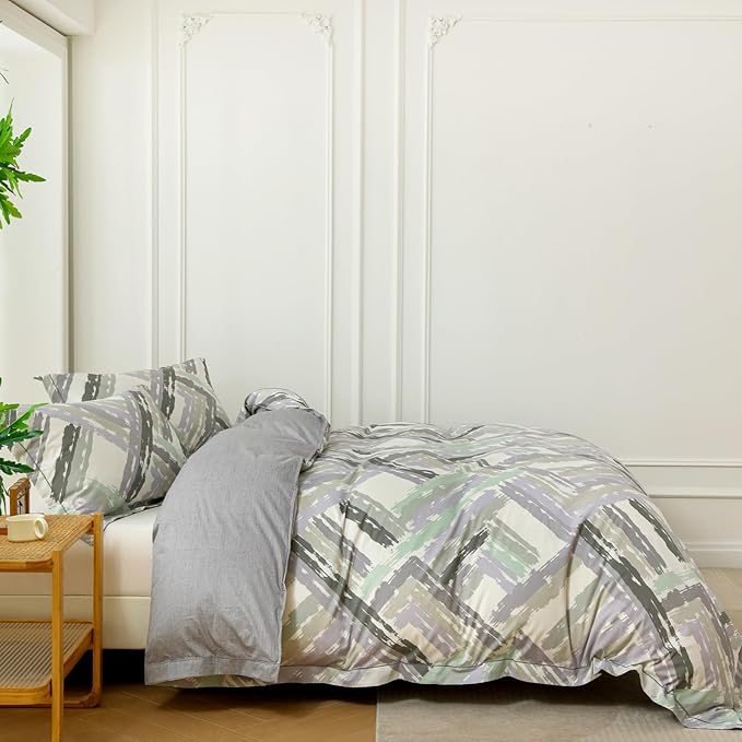 OAITE Duvet Cover Set King Size Floral Pattern Ultra Soft 100% Cotton Duvet Cover Sets 3-PC, Breathable Duvet Cover with Zipper Closure & Corner Ties(2 Pillow Shams,1 Duvet Cover)