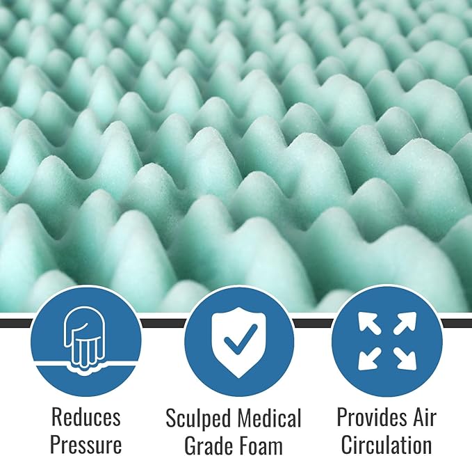 DMI 4-Inch Foam Mattress Topper, Egg Crate Foam Pad, Mattress Pad and Bed Topper for Support, Air Circulation, Pressure Relief and Weight Distribution, Twin Size, 33 x 72 x 4, Blue