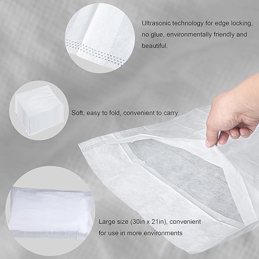 Disposable Pillow Case Covers(Pack of 100),Bulk Pillow Cases for Medical Hospital Travel,Paper Pillow Cases Disposable 21” Width x 30”Length (White)