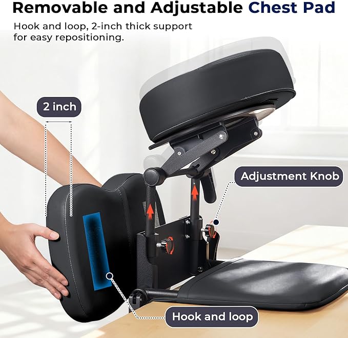 Udefineit 3 in 1 Multifunctional Portable Face Down Cradle Massage Kit for Desktop, Massage Bed & Home Mattress, Deluxe Adjustable Headrest Face Pillow Bracket for Office Sleeping Nap Rest