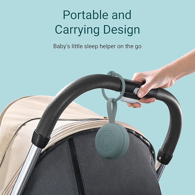 Portable Baby Sound Machine [White Noise for Babies Kids][Supports Bluetooth Audio Playback][Timer Function][12 Soothing Sounds] 15 Hours Battery Life, Travel,Shower,Clips on Baby Stroller.Slate