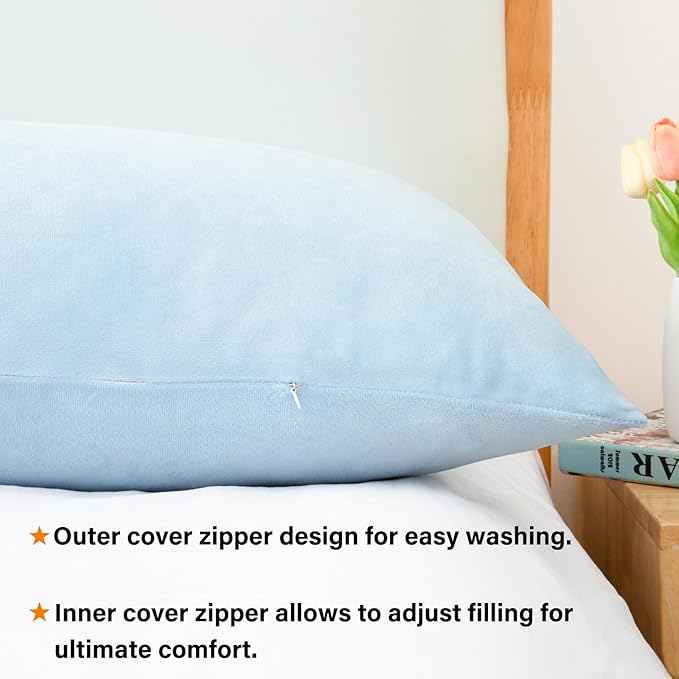 1 MIDDLE ONE Body Pillow, Memory Foam Body Pillows for Adults Sleeping, Long Pillow for Bed, Big Large Firm Full Body Pillow for Side Sleeper, 20x54 Inch, Light Blue