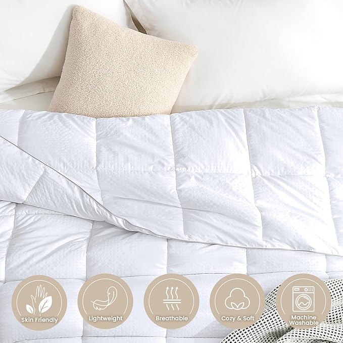 Homelike Moment Oversized Queen Comforter - White Duvet Insert Down Alternative Bed Comforter, Lightweight Bedding Comforters Oversize Queen Soft All Season with Coner Tabs White Square Embossed