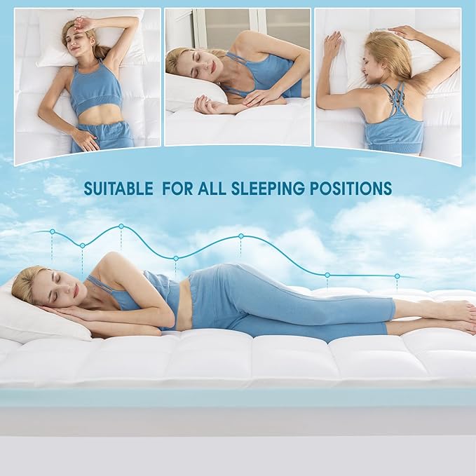 WhatsBedding Queen Size Dual Layer 4 Inch Memory Foam Mattress Topper,2 Inch Gel Memory Foam and 2 Inch Pillow Top Mattress Pad Cover