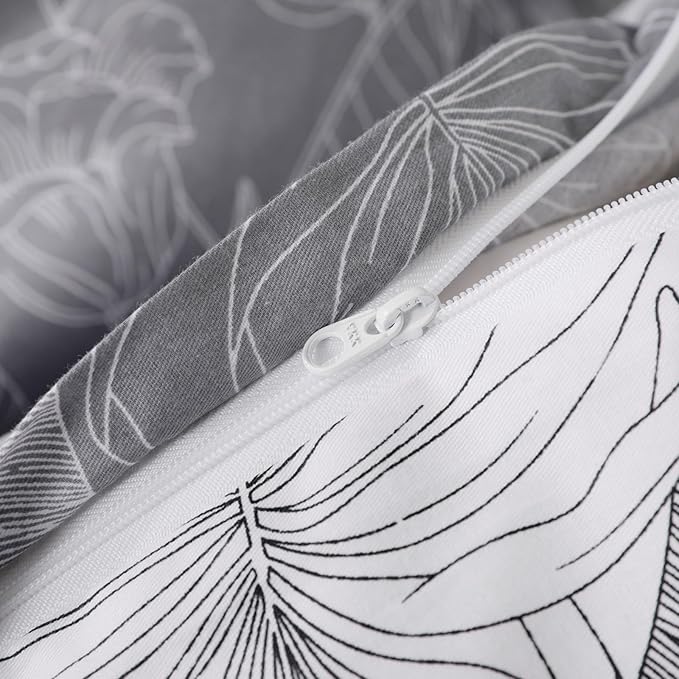 OAITE Duvet Cover Set,100% Cotton Comforter Cover with Leaf Pattern Duvet Cover Set,Soft Bedding Set Includes with 3 Piece (2 Pillow Shams,1 Duvet Cover)