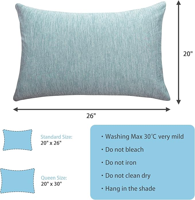 CHOSHOME Cooling Pillow Cases Zipper Pillow Covers Q-Max > 0.45 Zippered Pillowcases for Hot Sleepers, Soft, Breathable, Skin-Friendly, 2 Pack (King, 20"x36", Green)