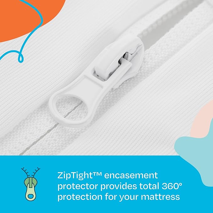 Linenspa Zippered Mattress Encasement – California King Size Waterproof Mattress Protector – Quiet Cover & Complete protection – Dorm Room Essentials, White