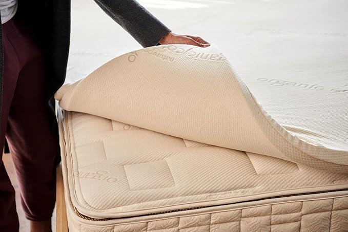 Naturepedic 2'' Adagio Latex Mattress Topper - Thick Cooling Breathable Top Mattress Pad for Back Pain Relief & Full Body Contouring Comfort - Twin
