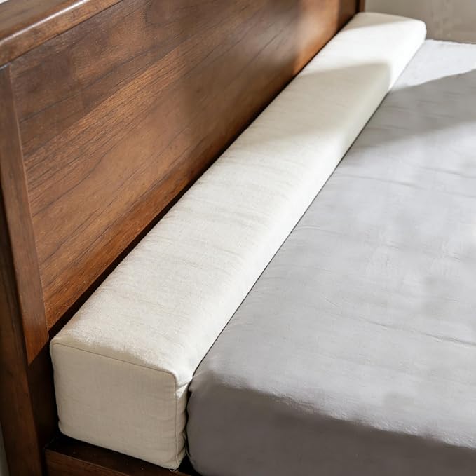 79x8x12 Inch Headboard Gap Filler with Foam Space Filler Between Bed and Wall Bolster Pillow Bed Gap Filler King Size, Beige