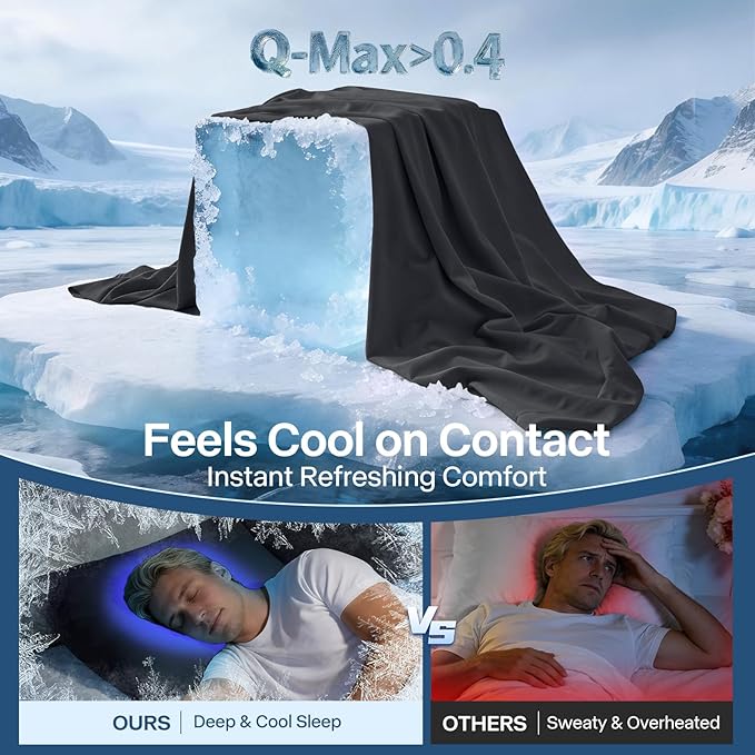 Premium Cooling Pillowcases Queen Size Set of 2 for Hot Sleeper & Night Sweats Beauty Sleep Reduces Wrinkles & Frizz Softer Than Silk Pillow Cover Oeko-TEX Certified Black Breathable