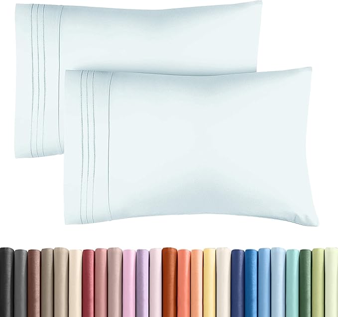 King Standard Pillow Cases Set of 2 - Soft Hotel Quality Pillowcase Covers - Comfy, Cozy & Fade Free - Wrinkle Resistant - Machine Washable Pillow Protectors - 2 Piece Set - King Standard Ice Blue