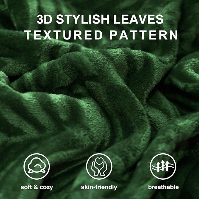 SOCHOW Body Pillow Cover 21x54 Inches, Super Soft and Cozy Leaves Textured Fleece Long Body Pillowcase with Zipper Closure,1 Pack, Olive Green