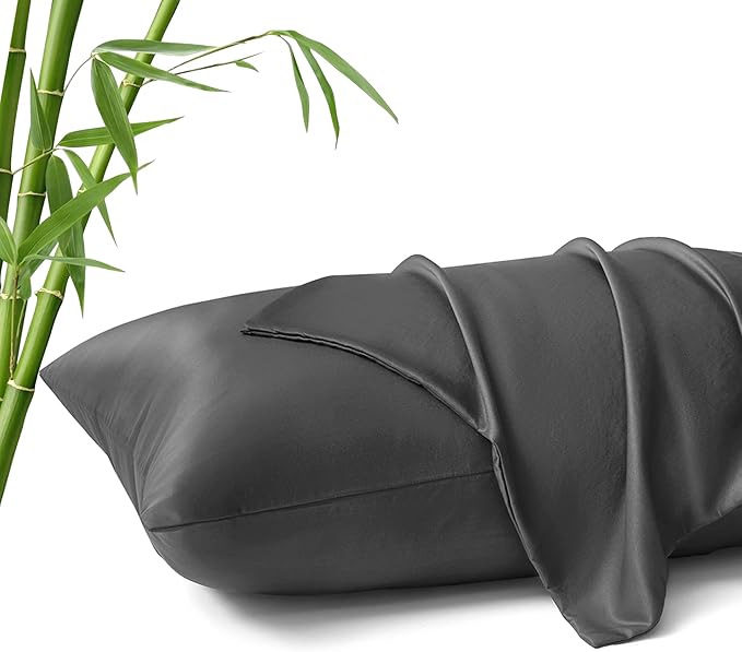MR&HM King Pillow Cases Set of 2, Cooling Pillow Case for Hot Sleepers 20"x40", Breathable & Moisture Wicking, Soft Envelope Pillowcases, Rayon Derived from Bamboo & Polyester Blend (Dark Grey)