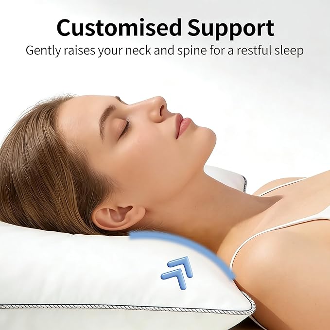 Luxury Down Feather Pillow Set of 2 - Queen/King Bed Pillows for Sleeping with Premium 100% Cotton Cover (Queen)
