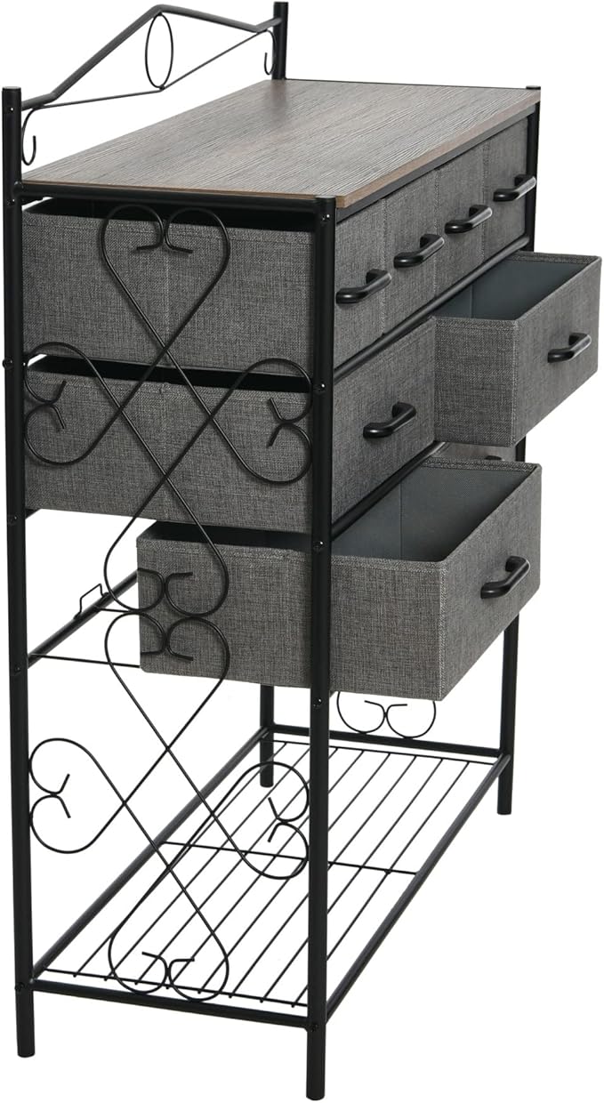 Household Essentials Ashwood Iron Sideboard with Victorian Drawer Detailing