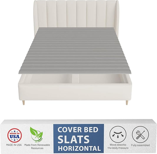 Greaton, 0.75-Inch Horizontal Wooden Bunkie Board/Bed Slats, 78" x 60", Grey