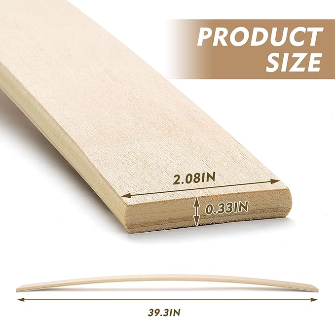 Threehoney 12 Pack Wooden Bed Slats Replacement 39.3" L x 2.08" W x 0.33" H Arc Solid Wood Mattress Support for Bed Frame Sofa Foundation Platform Repair, Easy Assembly No Tool Required(Wooden)
