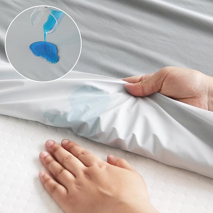 Full Size Mattress Protector Waterproof Cover 2 Pack, Breathable Waterproof Bed Full Fitted Sheet Only, Washable 14" Deep Pocket Double Mattress Cover with Elastic Rubber Band, Grey