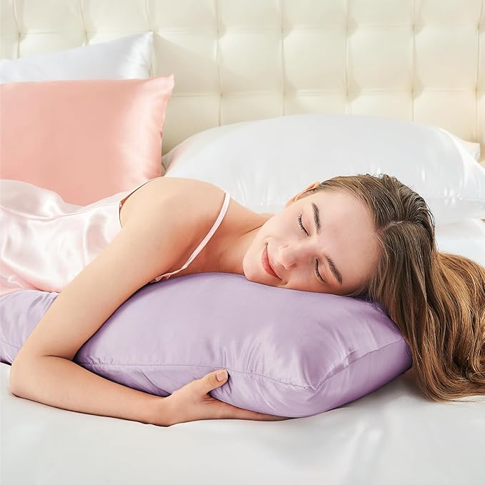 BEDELITE Satin Body Pillow Cover, Super Soft and Cooling Body Pillow Pillowcase for Hair and Skin, Breathable Silky Full Long Pillowcase Cover(20"x54", Lavender)