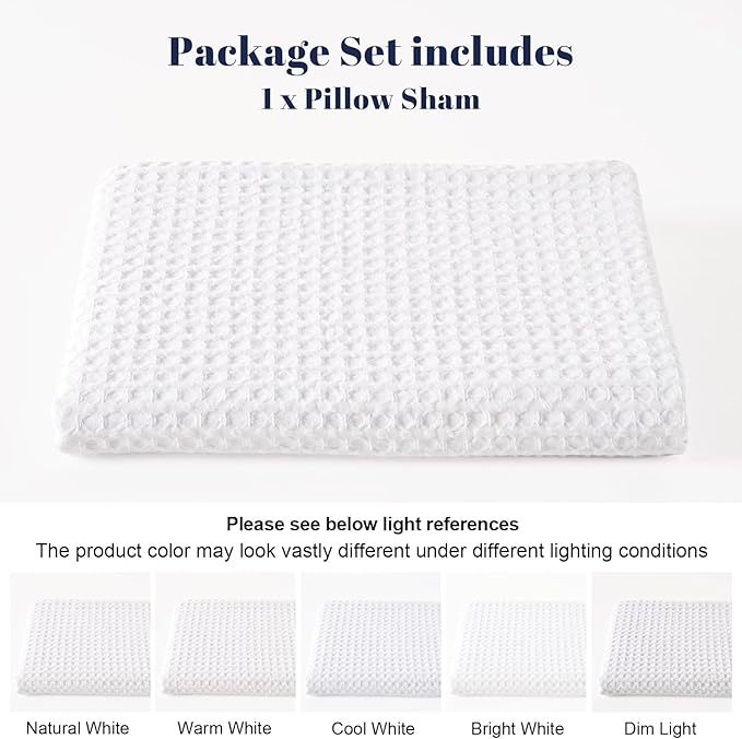 PHF Ultra Soft Waffle Weave Body Pillowcase with Zipper, No Insert, 1Pack 20" x 54" Pillow Sham, Breathable & Skin-Friendly Body Pillow case, Stylish Decorative Bed Pillow Cover, White