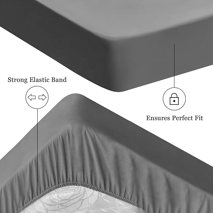 Sufdari Full Size Mattress Protector,Waterproof Mattress Protector,Fitted Sheet Style Mattress Cover with 18" Deep Pocket,Washable and Comfortable-Gray,Full