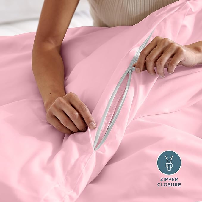 Bare Home Bedding Duvet Cover King Size - Premium 1800 Super Soft Collection - Lightweight, Cooling - Soft Breathable Bedding Duvet Cover (King, Light Pink)