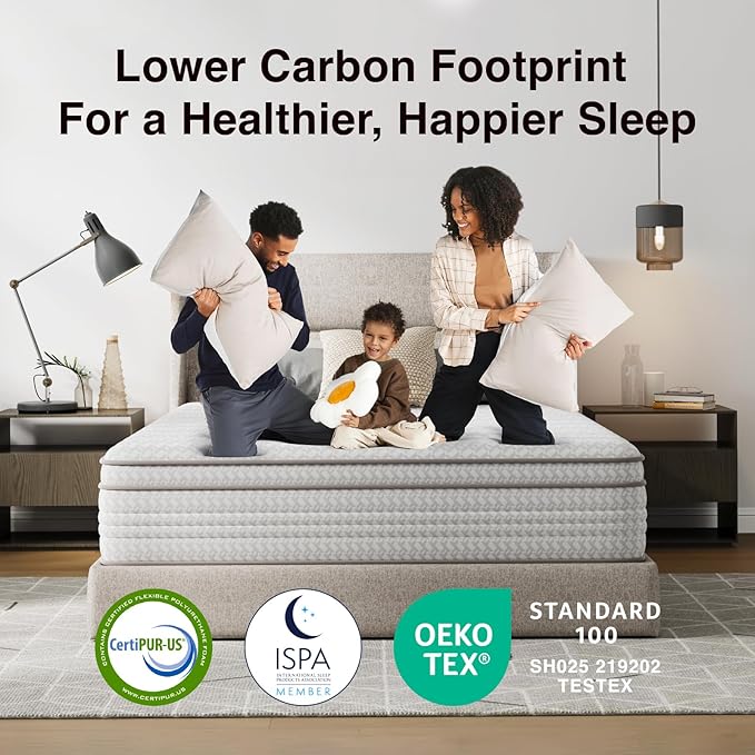 Novilla 14 Inch Queen Size Mattress, Hypoallergenic & Back Pain Relief, Hybrid Queen Mattresses in a Box with Smarts Coils, Fiberglass Free CertiPUR-US Certified Colchones No Box Spring Needed