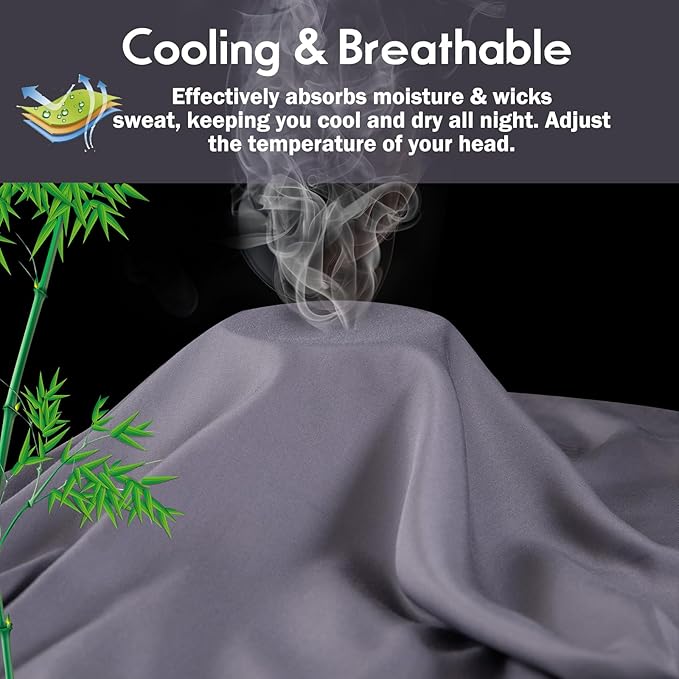 Pillowcases Standard Size 2 Pack, Cooling Viscose from Bamboo Pillow Cases with Envelope Closure, Cool & Breathable Pillow Cover for Hot Sleepers and Night Sweats, 20" x 26"