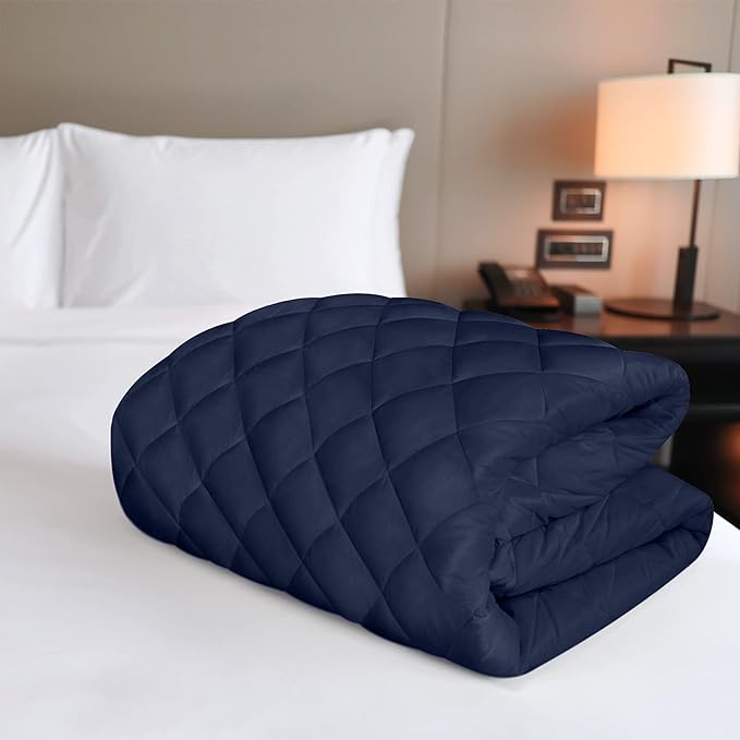 Utopia Bedding Quilted Fitted Mattress Pad, King Size, Elastic Fitted Mattress Topper Protector and Cover with Deep Pocket Stretches up to 16 Inches, Machine Washable (Navy)