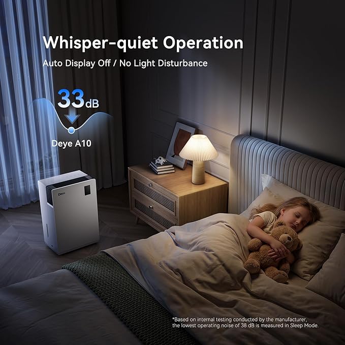 Deye Smart Dehumidifier for Home and Basement, 36 Pints/Day, ENERGY STAR Certified, 33dB Quiet, Dual LED Display & App Control, Auto Shut-Off & Restart