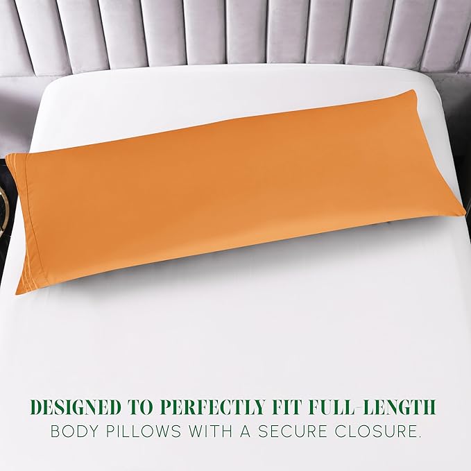 Elegant Comfort Luxury Ultra-Soft 1-Piece Body Pillowcase - 1500 Premium Hotel Quality Microfiber Double Brushed - Wrinkle Resistant, Body Pillowcase Size, Orange