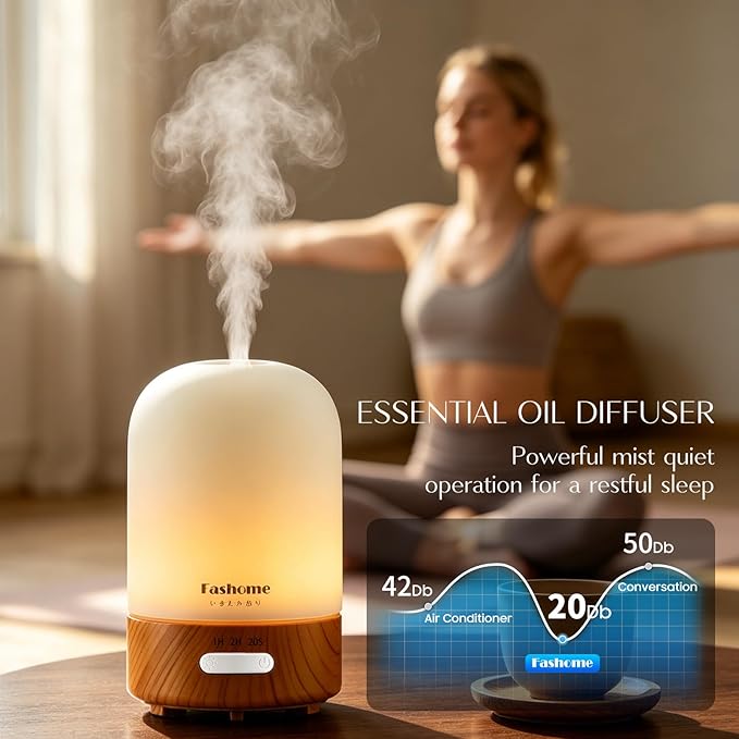 Essential Oil Diffuser for Home, Ultrasonic Cool Mist Air Aromatherapy Humidifier, Mini Scent Air Machine Portable Aroma Diffuser with Changing Lights & Auto Shut-Off for Home Bedroom Office Yoga