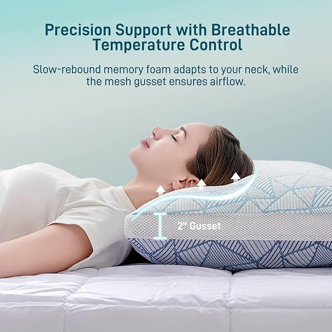 Cotelovo Shredded Memory Foam Cooling Soft Bamboo Viscose Pillow Adjustable Hypoallergenic Hotel Quality Pillow for Stomach, Back or Side Sleeper, Oeko-TEX Certified King Size