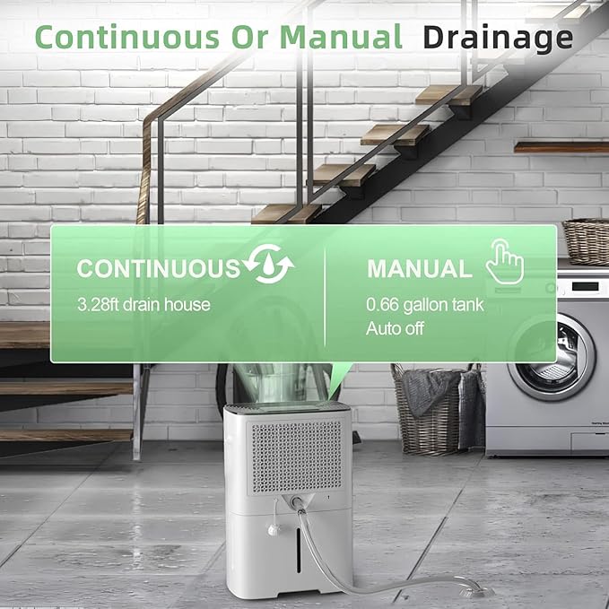 HOGARLABS 50 Pint Smart Dehumidifiers for Home and Basements, with 3 Working Modes, Overflow Protection, and Auto Shut off Restart. Ultra Silent Dehumidifier with Drain Hose and Digital Control Panel.