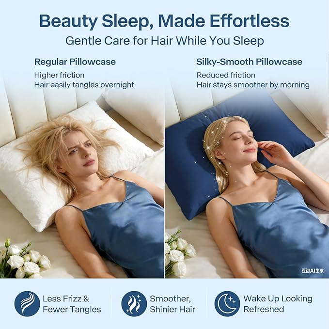 Premium Cooling Pillowcases King Size Set of 2 for Hot Sleepers&Night Sweats Beauty Sleep Reduces Wrinkles&Frizz Softer Than Silk Pillow Cover Oeko-TEX Certified RoyalBlue Breathable