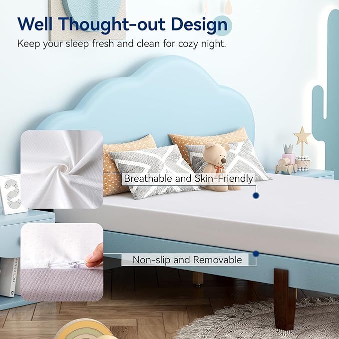 Amazon Basics Breathable Memory Foam Mattress, Soft Plush Feel, 6 Inch, Queen, White/Grey, 80 x 60 x 6 inches (LxWxH)