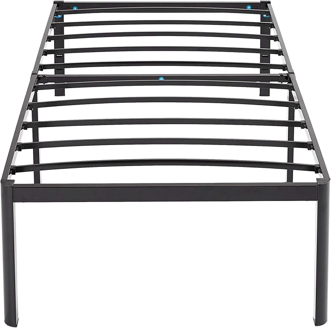 Amazon Basics Sturdy Heavy-Duty Non-Slip Platform Bed Frame, Steel Slat Support, Noise Free, Easy Assembly, 18 Inch Storage Height, Twin Size, Black
