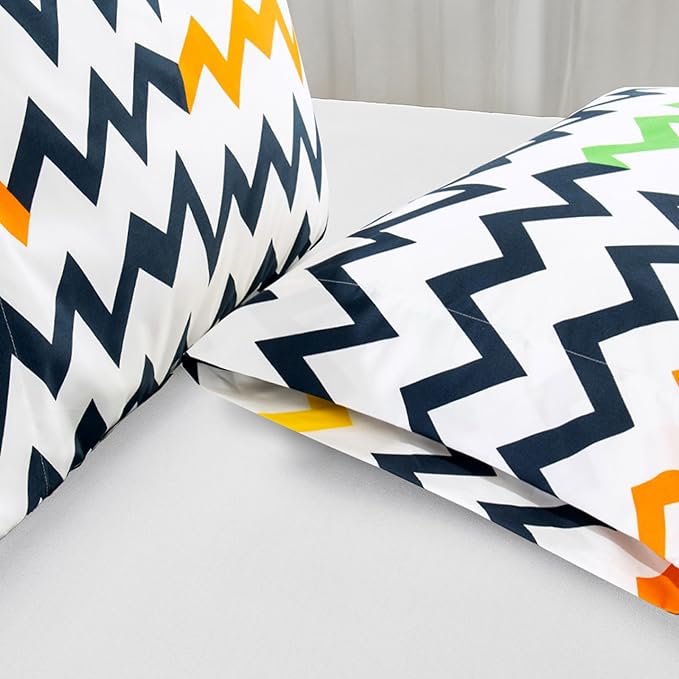 Elegant Comfort Luxury Ultra-Soft 2-Piece Pillowcase Set - 1500 Premium Hotel Quality Microfiber Double Brushed - Wrinkle Resistant, King Size, Chevron Pattern Colorful