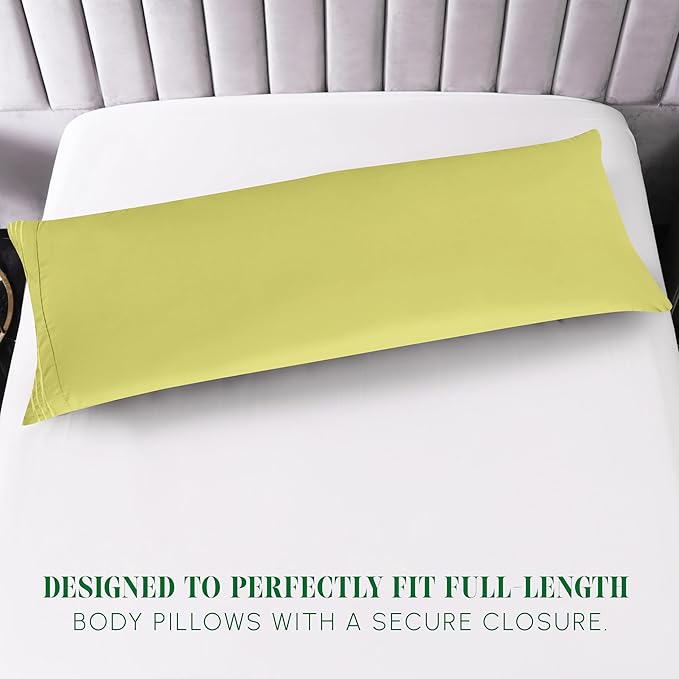 Elegant Comfort Luxury Ultra-Soft 1-Piece Pillowcase Set - 1500 Premium Hotel Quality Microfiber Double Brushed - Wrinkle Resistant, Body Pillowcase Size, Pistachio Green