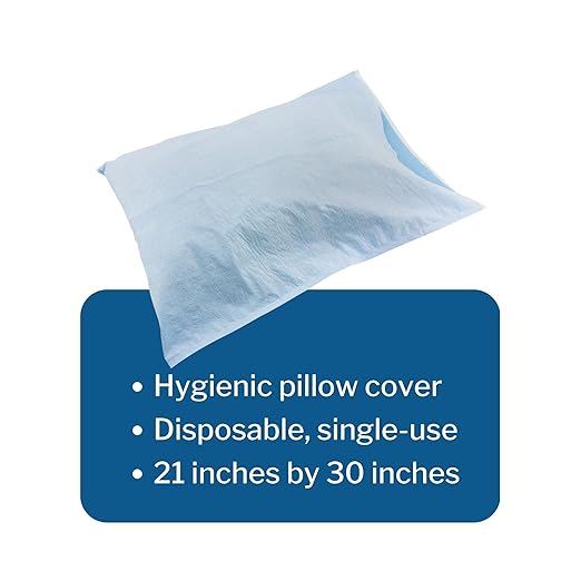 McKesson Disposable Pillow Case Covers [200 Count] Bulk Pillowcase, Single-Use for Medical Hospital Travel, Standard Size, Blue, 21 in x 30 in