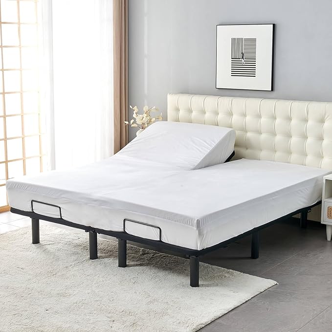 28-30" Split from Top King Mattress Protector for Adjustable Bed Upper Flex Head Waterproof Matressprotector Ultra Soft Jersey Noiseless Fitted Matress Cover