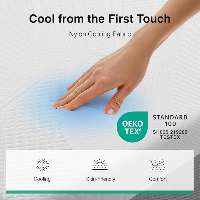 Novilla Bliss Cooling King Mattress, 12 Inch Gel-Infused Memory Foam Mattress King Size in a Box with Cool-Touch Nylon Cover, Pressure Relief & Body Support with CertiPUR-US Certified Foam
