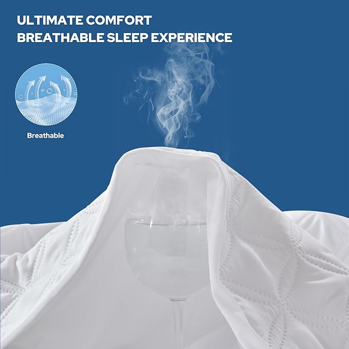 BEDLORE Waterproof Mattress Protector, Noiseless RV Queen Size Mattress Pad with Deep Pocket Fitted Up to 6-18 inches, Soft Breathable Dirt-Proof Bed Mattress Cover for Bedroom(White)