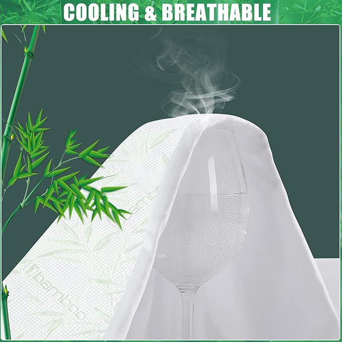 Waterproof Mattress Protector Twin Size, Viscose Cooling Breathable Mattress Cover, Fitted Deep Pocket Mattress Pad Cover Stretches up to 23 Inches, Noiseless Soft Bed Cover