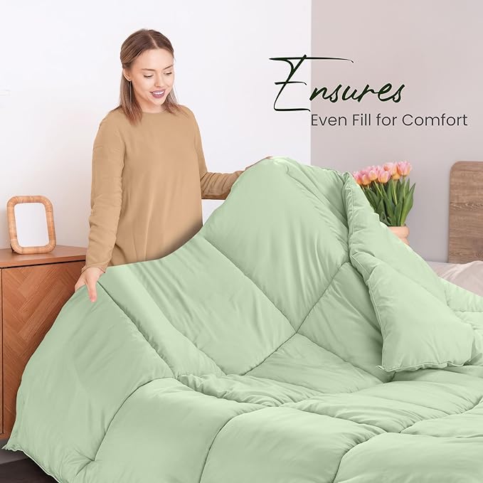 Utopia Bedding Comforters Twin Size, All Season Duvet Insert, Down Alternative Box Stitched Bed Comforter with Corner Tabs, Machine Washable (Sage Green)