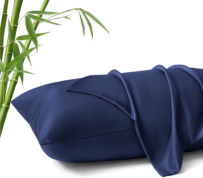 MR&HM Breathable Pillowcase 13"x18" Travel Pillow Case Set of 2, Ultra Soft Pillow Covers, Moisture-Wicking & Skin-Friendly, Envelope Closure (Navy Blue)